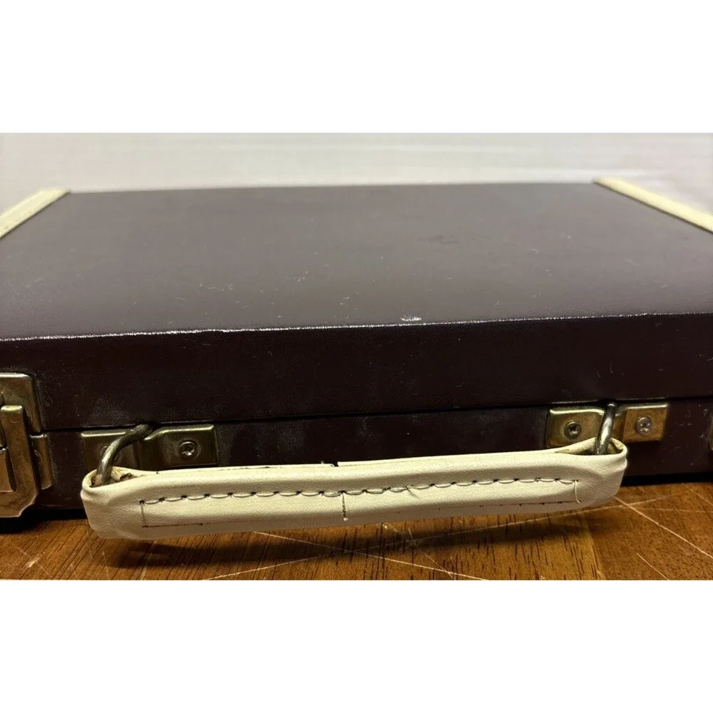 Vintage Chouette Travel Backgammon Set Attaché Case Complete Dice Cups Rules